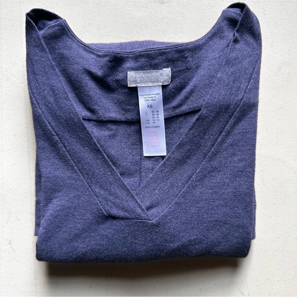 Hanro Long Sleeve Shirt Size XS Heather Blue V-Neck SOFT Lounge Wear Pajama Top - Picture 7 of 9